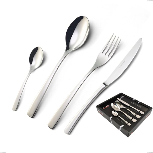 Servizio Posate ONDA 24 pezzi acciaio inox 18.10 (AISI304) Lucido spessore 4.0 mm in Confezione vetrina