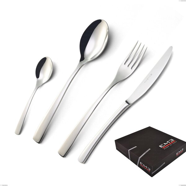 Servizio Posate ONDA 75 pezzi acciaio inox 18.10 (AISI304) Lucido spessore 4.0 mm in Confezione Regalo
