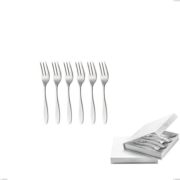 Confezione a libro 6 pezzi forchette dolce oasi, Acciaio inox Aisi 304 Posate Lucide, spessore 2 mm