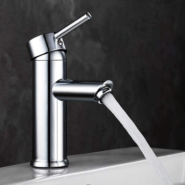 Miscelatore per lavabo, regolabile, con controllo acqua calda/fredda, modello E-7092, finitura cromata, metallo