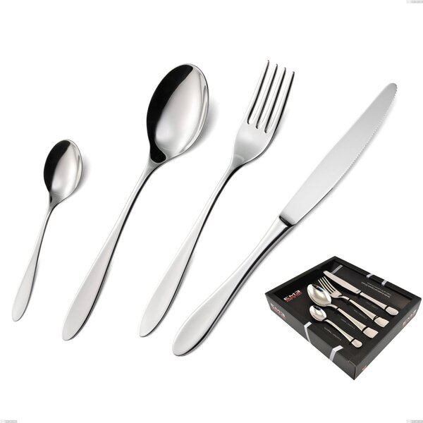 Confezione vetrina 24 pezzi oasi, Acciaio inox Aisi 304 Posate Lucide, spessore 2 mm