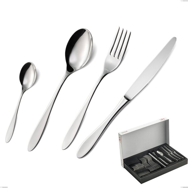 Confezione Panoramica 30 pezzi oasi, Acciaio inox Aisi 304 Posate Lucide, spessore 2 mm