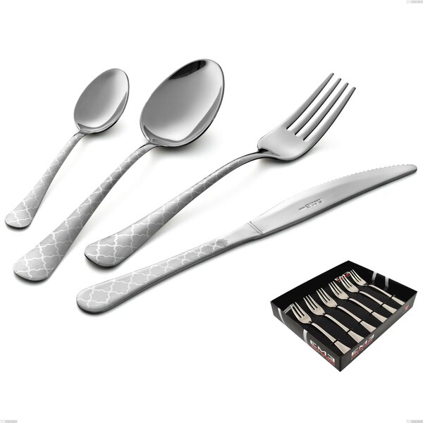Confezione vetrina 6 pezzi forchettine dolce Oxford Damask, Acciaio 18/0 (aisi 430) Acciaio inciso al Laser, spessore 2 mm mm