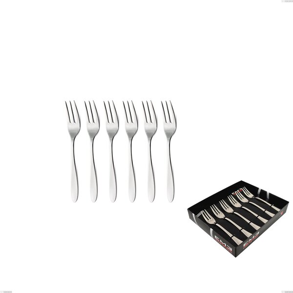 Confezione vetrina 6 pezzi forchettine dolce oasi, Acciaio inox Aisi 304 Posate Lucide, spessore 2 mm