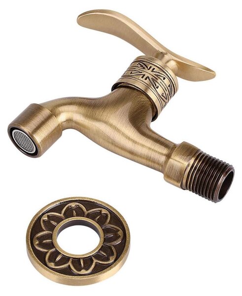 Rubinetto per lavabo, solo acqua fredda, stile antico, in ottone, attacco G1/2, montaggio a parete