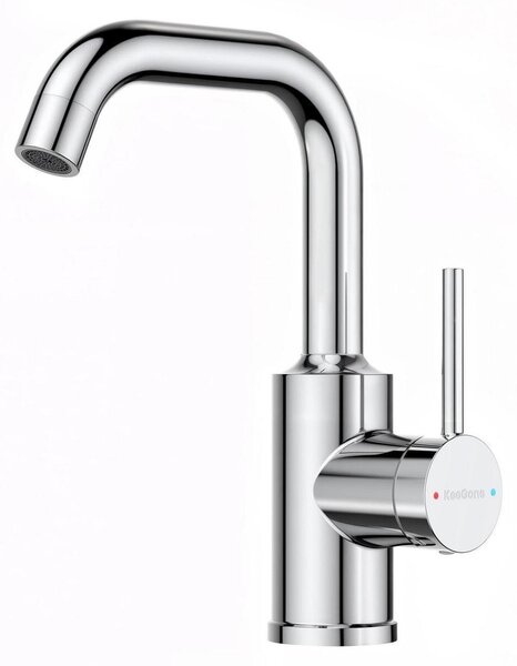 Miscelatore per lavabo, rubinetto da bagno con cartuccia in Vetroceramica, cromo, bocchetta girevole a 360°