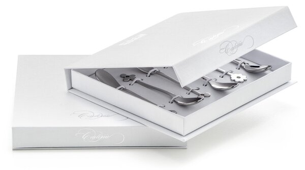 Cucchiaini Cappuccino e macedonia CADEAU in acciaio 18.10 AISI430 126 mm finitura inox lucido in confezione a Libro