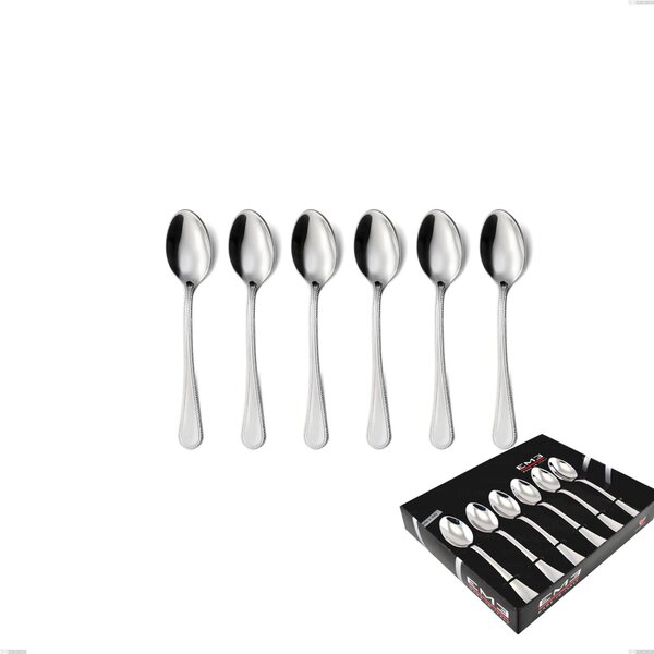 Confezione vetrina 6 pezzi caff� perles, Acciaio inox Aisi 304 lucido, spessore 2.5 mm, design Classico
