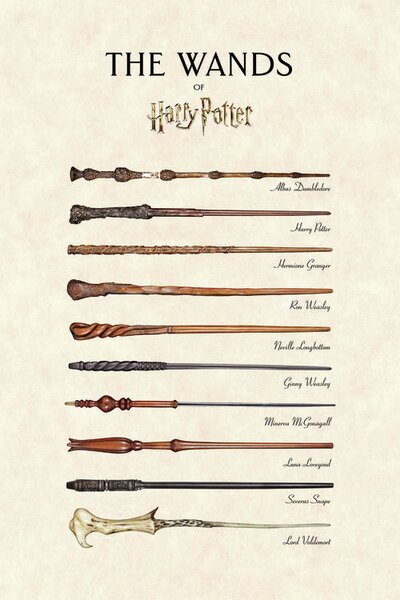 Stampa d'arte Harry Potter - The Wands, (26.7 x 40 cm)