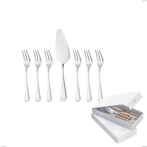 Confezione a libro 7 pezzi, forchettine pi� paletta dolce privilege, Acciaio inox Aisi 304 Posate Lucide, spessore 2.5 mm