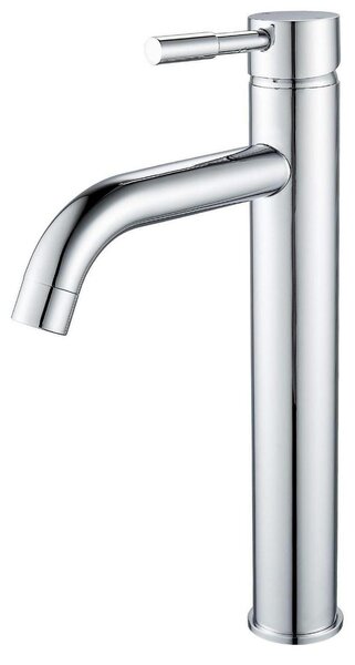 Miscelatore monocomando per lavabo alto, finitura cromata, corpo in ottone, per bagno