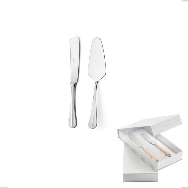 Confezione a libro 2 pezzi,paletta pi� coltello dolce da servizio Royal, acciaio 18-10 lucido, spessore 2.5 mm
