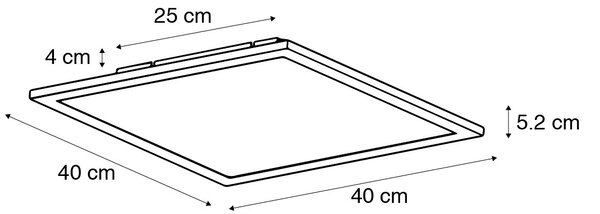 Pannello LED moderno nero 40 cm con LED - Liv