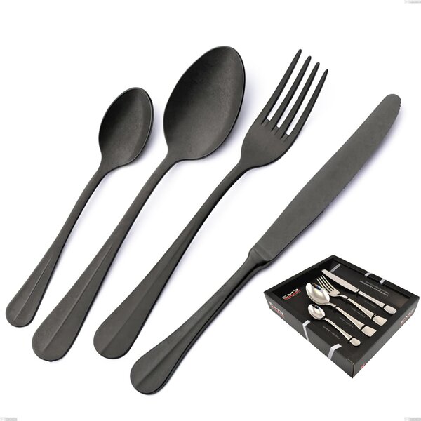 Confezione vetrina 24 pezzi Royal Retr� PVD Black, Acciaio inox 18/10 antico, spessore 2.5 mm, pvd black