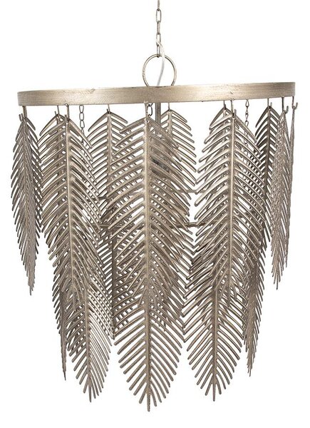 Lampada a sospensione Clayre & Eef Ø 42x52 cm Foglie di ferro grigio oro