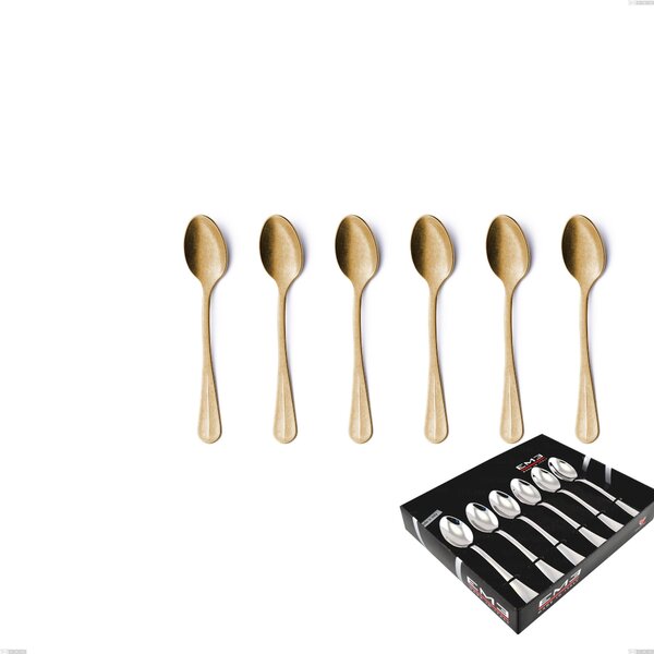 Confezione vetrina 6 pezzi caff� Royal Retr� PVD Gold, Acciaio 18/10 antico, spessore 2.5 mm, pvd oro