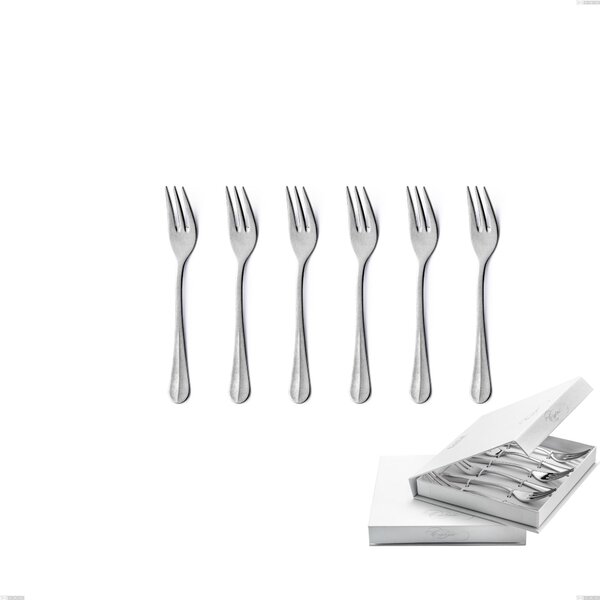 Confezione a libro 6 pezzi forchette dolce Royal Retro, Acciaio inox 18-10 finitura vintage, spessore 2.5 mm