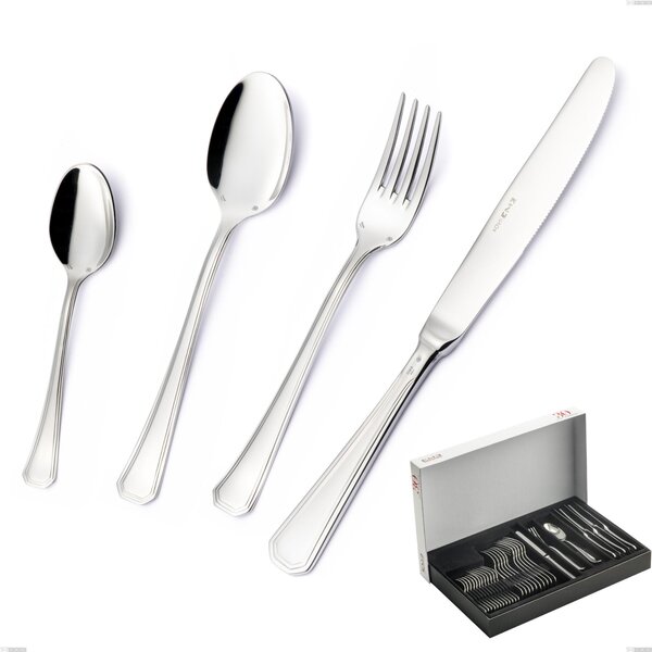 Confezione Panoramica 30 pezzi Savoia Argento 8 micron, Acciaio inox Aisi 304 Finitura Argentata, spessore argento 8 micron, spessore posata 3 mm