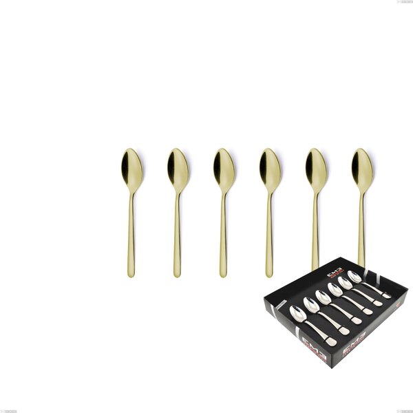 Confezione vetrina 6 pezzi moka Venice Tin Gold, Acciaio Inox 18-10 trattamento pvd oro, spessore 4 mm