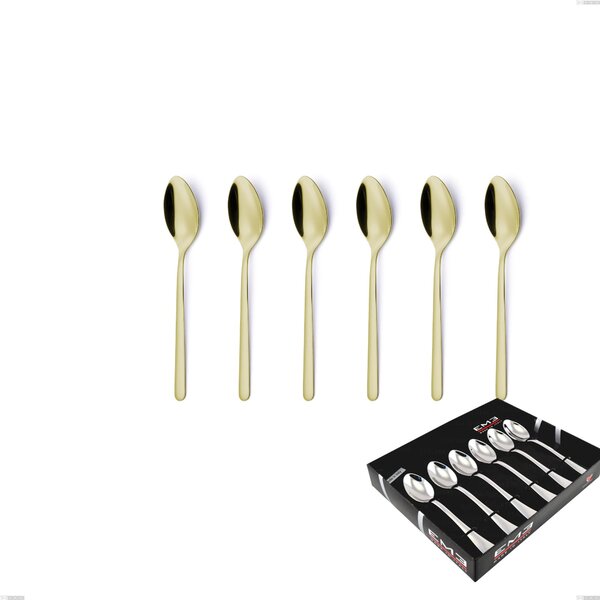 Confezione vetrina 6 pezzi caff� Venice Tin Gold, Acciaio Inox 18-10 trattamento pvd oro, spessore 4 mm