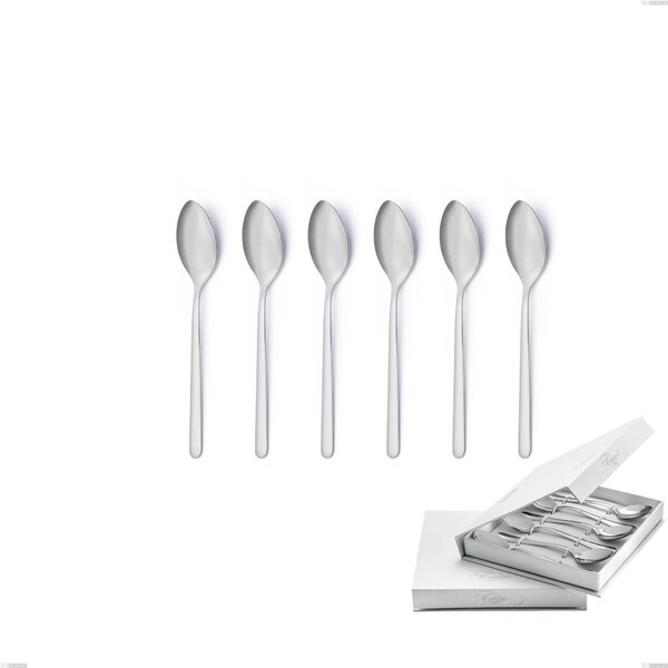 Confezione a libro 6 pezzi cucchiaini caff� venice sabbiato, Acciaio inox Aisi 304 Posate sabbiate, spessore 4 mm