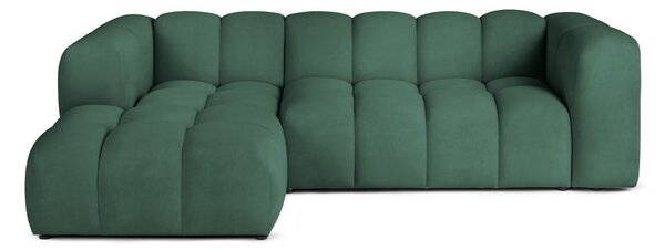 Divano angolare verde (con penisola a sinistra/con chaise lounge) con rivestimento in velluto Cube – Bonami Selection