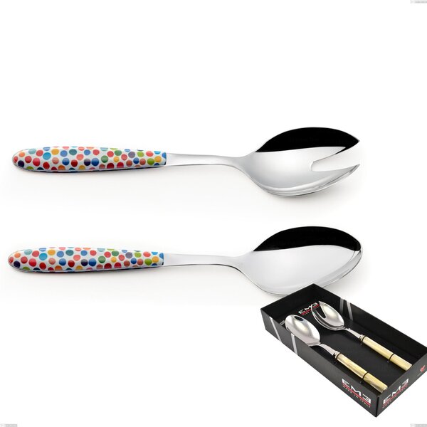 Confezione vetrina 2 pezzi insalata vero coriandoli, acciaio 18.0 nickel free, manicatura pbt sublimato acciaio lucido