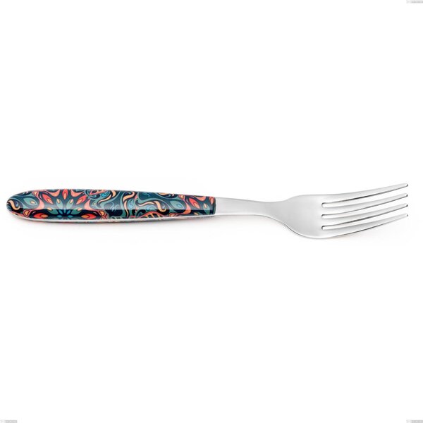 Forchetta tavola vero damasco, acciaio 18.0 nickel free, manicatura pbt sublimato acciaio lucido, lunghezza 190 mm