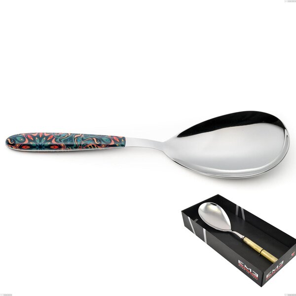 Confezione vetrina 1 pezzo pala riso vero damasco, acciaio 18.0 nickel free, manicatura pbt sublimato acciaio lucido