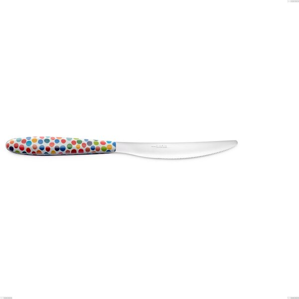 Coltello tavola vero coriandoli, acciaio 18.0 nickel free, manicatura pbt sublimato acciaio lucido, lunghezza 225.00 mm
