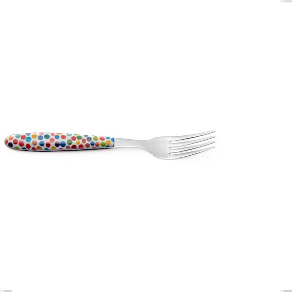 Forchetta tavola vero coriandoli, acciaio 18.0 nickel free, manicatura pbt sublimato acciaio lucido, lunghezza 205.00 mm
