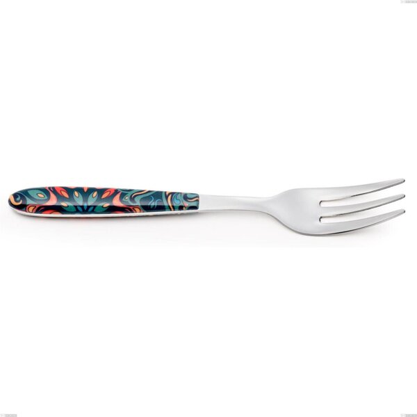 Forchetta dolce vero damasco, acciaio 18.0 nickel free, manicatura pbt sublimato acciaio lucido, lunghezza 150 mm