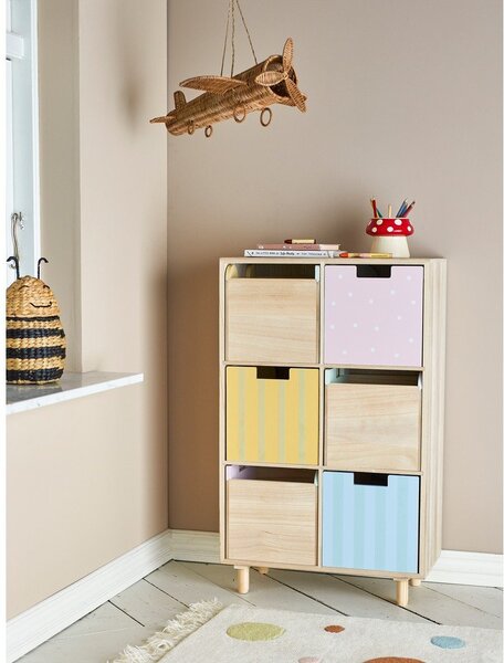 Cassettiera bassa per bambini in legno massiccio di pavlovnia in colore naturale 25,5x88,5 cm Calle - Bloomingville Mini