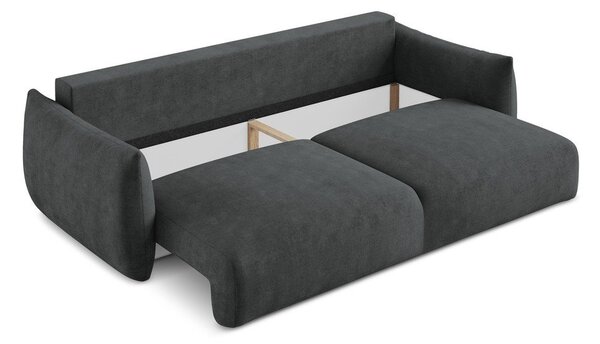 Divano grigio scuro allungabile con rivestimento in ciniglia 230 cm Leila – Makamii