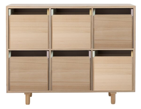 Cassettiera bassa per bambini in legno massiccio di pavlovnia in colore naturale 25,5x88,5 cm Calle - Bloomingville Mini