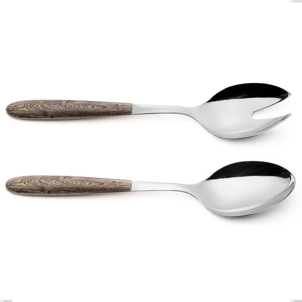 Coppia insalata vero larice, acciaio 18.0 nickel free, manicatura pbt sublimato acciaio lucido, lunghezza 250 mm