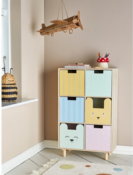 Cassettiera bassa per bambini in legno massiccio di pavlovnia in colore naturale 25,5x88,5 cm Calle - Bloomingville Mini