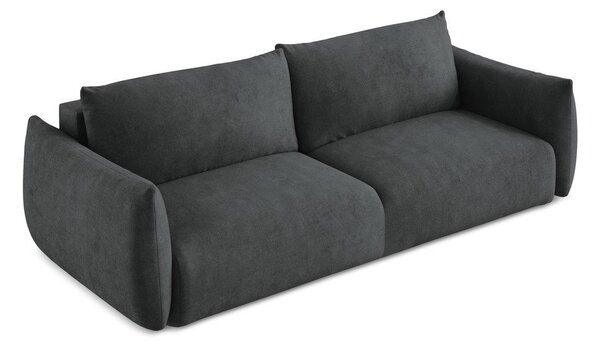 Divano grigio scuro allungabile con rivestimento in ciniglia 230 cm Leila – Makamii