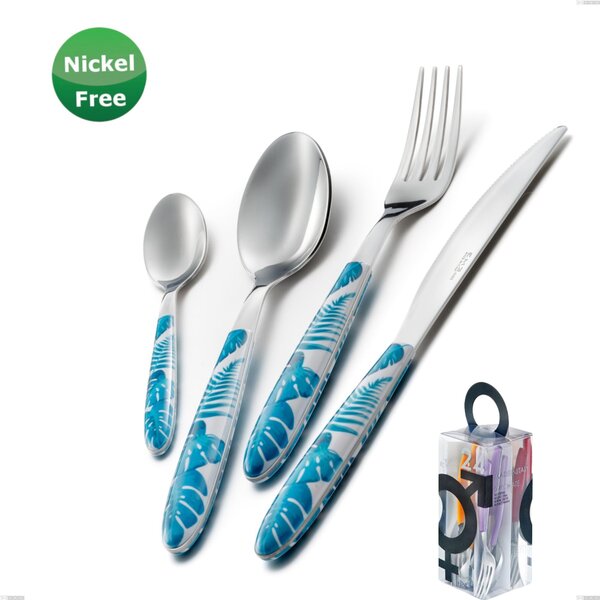 Confezione You&Me 24 pezzi posate Vero Jungle Turch ese 32, Acciaio 18/0, spessore 2,50 mm