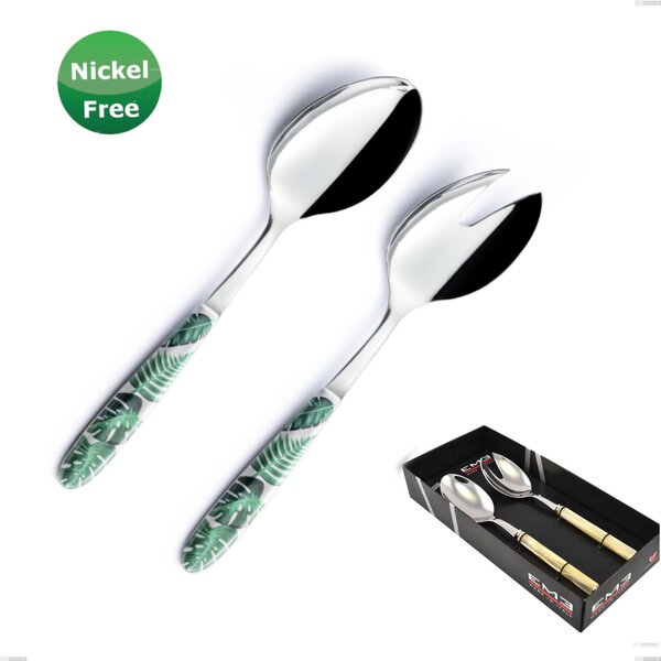 Confezione vetrina 2 pezzi insalata Vero Jungle verde 36, Acciaio 18/0, spessore 2,5