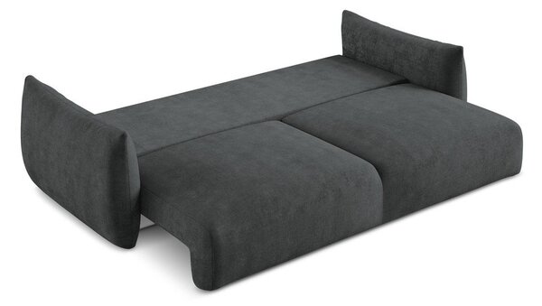 Divano grigio scuro allungabile con rivestimento in ciniglia 230 cm Leila – Makamii