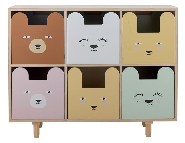 Cassettiera bassa per bambini in legno massiccio di pavlovnia in colore naturale 25,5x88,5 cm Calle - Bloomingville Mini