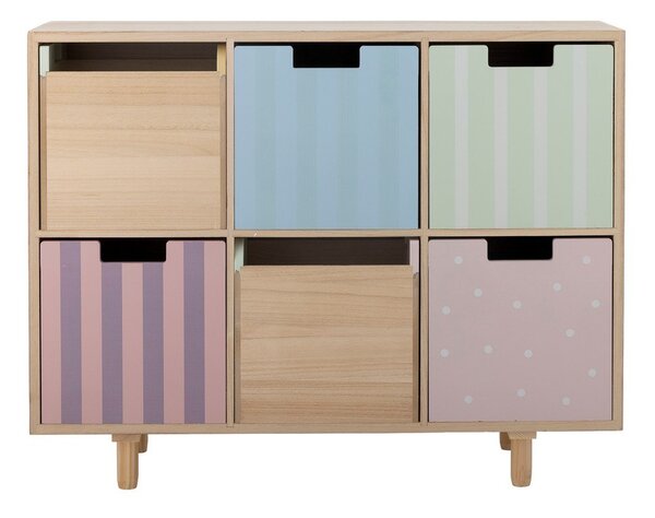 Cassettiera bassa per bambini in legno massiccio di pavlovnia in colore naturale 25,5x88,5 cm Calle - Bloomingville Mini
