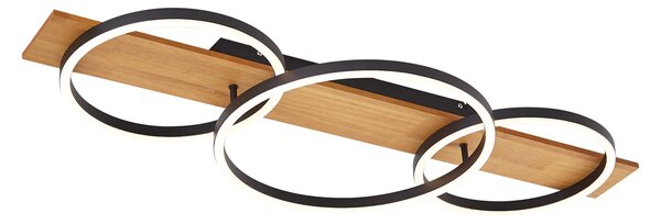 Plafoniera di design nera rotonda con LED dimmerabile a 3 livelli - Nimue