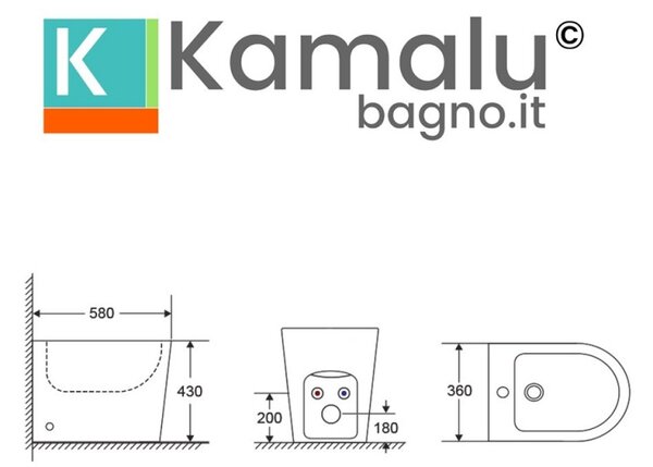 Kamalu set sanitari monoblocco rimless con copriwc soft close | klea-t