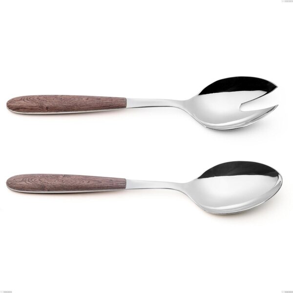 Coppia insalata vero noce, acciaio 18.0 nickel free, manicatura pbt sublimato acciaio lucido, lunghezza 250 mm