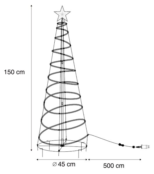Albero di Natale bianco con LED IP44 - Puno