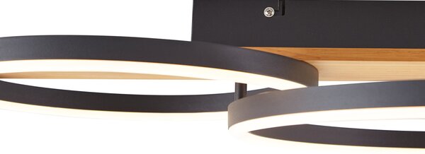 Plafoniera di design nera rotonda con LED dimmerabile a 3 livelli - Nimue