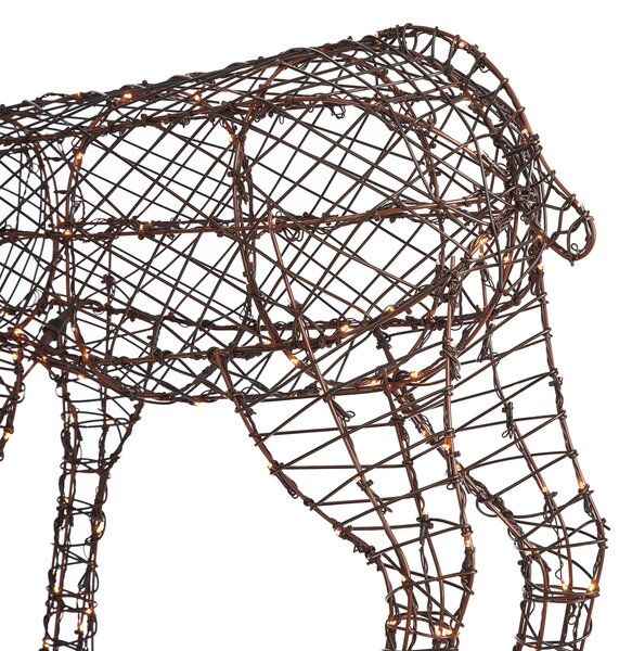 Lampada da terra marrone in rattan a forma di renna con LED IP44 - Flossie