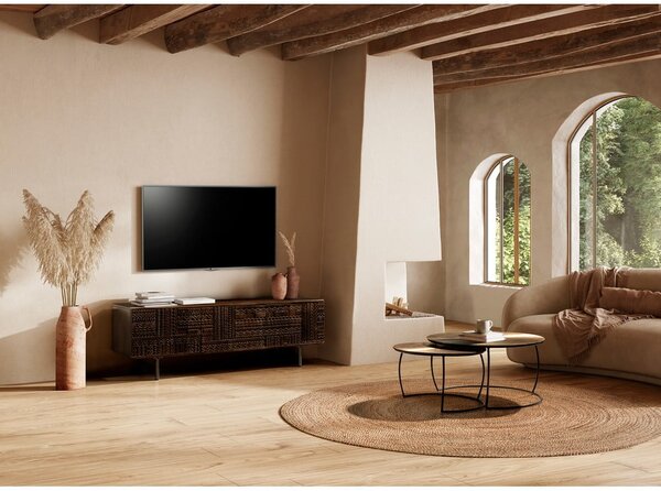 Mobile TV marrone scuro in mango massiccio 145x48x40 cm Kalai – MOME